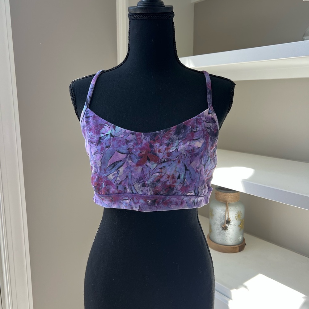 Lululemon Flo Y Bra Top size 14 in color iridescent floral multi